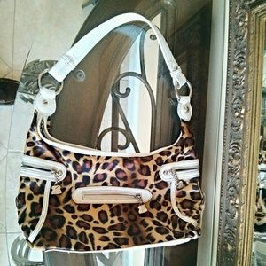 Satin leopard purse
