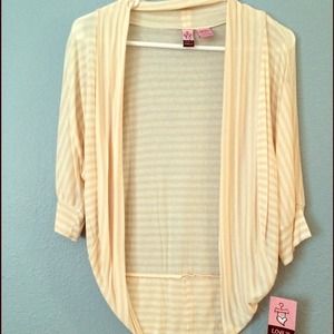 Pink/white striped cardigan/sweater