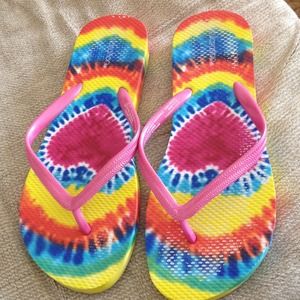 Tie dye flip flops