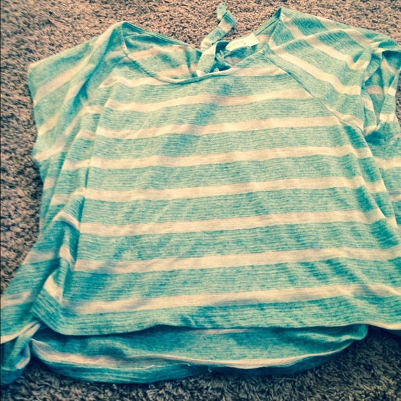 Never worn high low blue and white top !