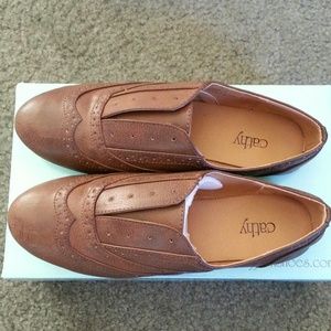 Brown Oxford Slip-On Loafers by Cathy Jean Shoes
