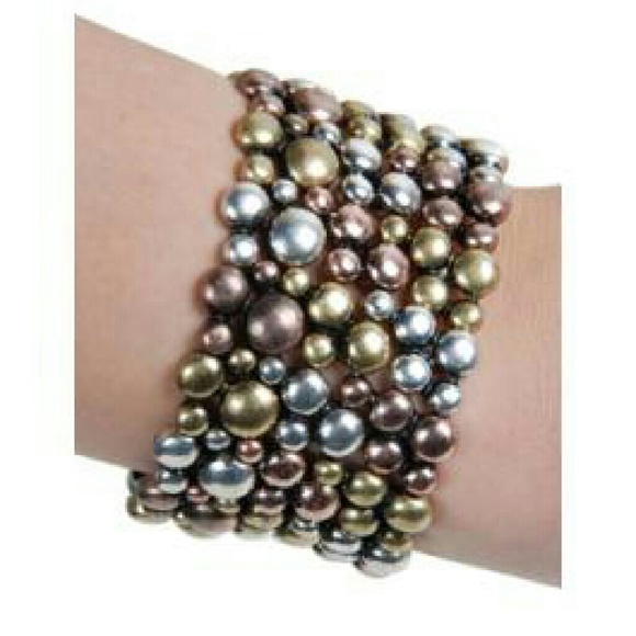 Tri-colored Cluster Bubble stretchy bracelet. NEW - Picture 3 of 3