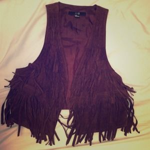 Brown suede fringe vest!