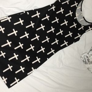 ✖sold✖ Cross printed black and white bodycon dress