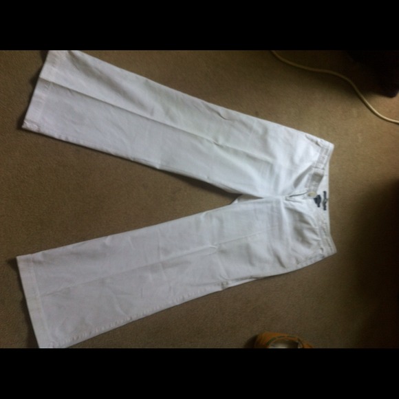 White bootcut pants.