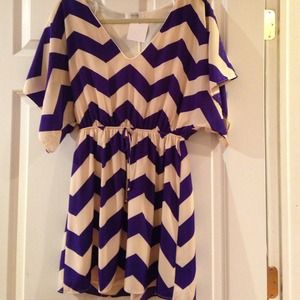 Blue and White Chevron Dress