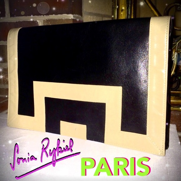 + SOLD + SONIA RYKIEL Black & Nude Leather Handbag