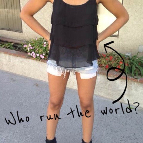 Tops - Black sheer tank blouse layered