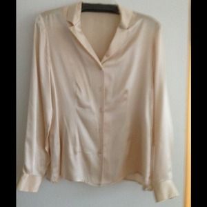 Light beige silk charmeuse blouse. Size Medium
