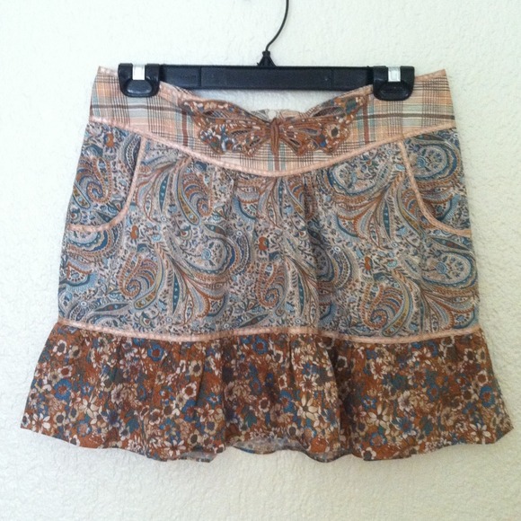 Vintage Jill Stuart paisley butterfly mini skirt