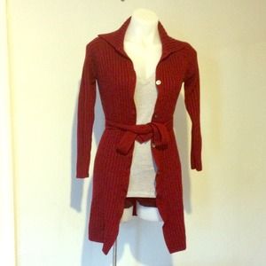 Old Navy Belted long sweater jacket in Burgundy