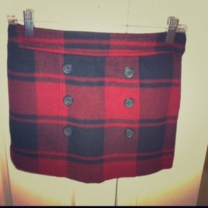 Red and black plaid skirt