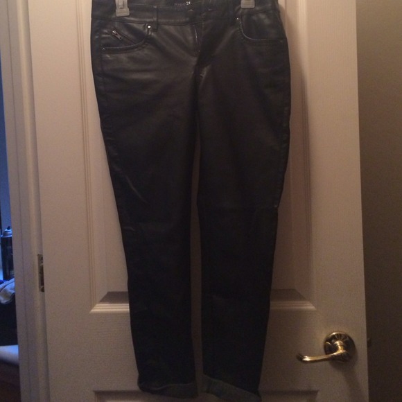 Black pleather skinnies