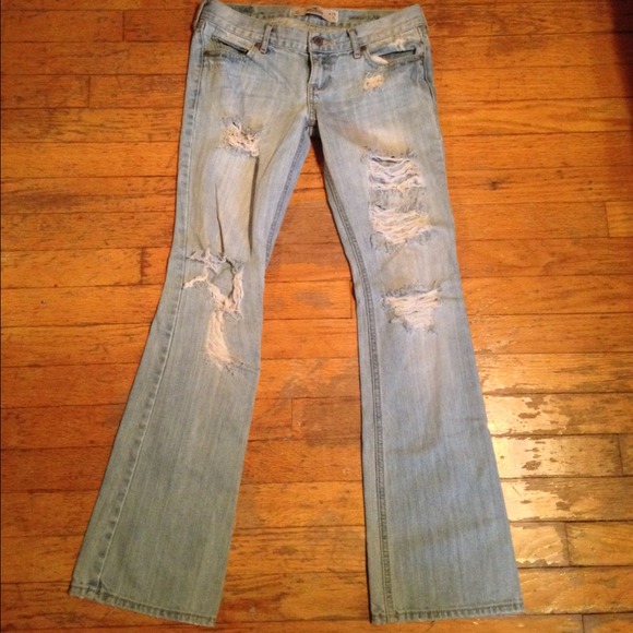 Distressed hollister flare jeans