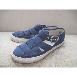 Keds Blue Canvas T-Strap Platform Sneakers