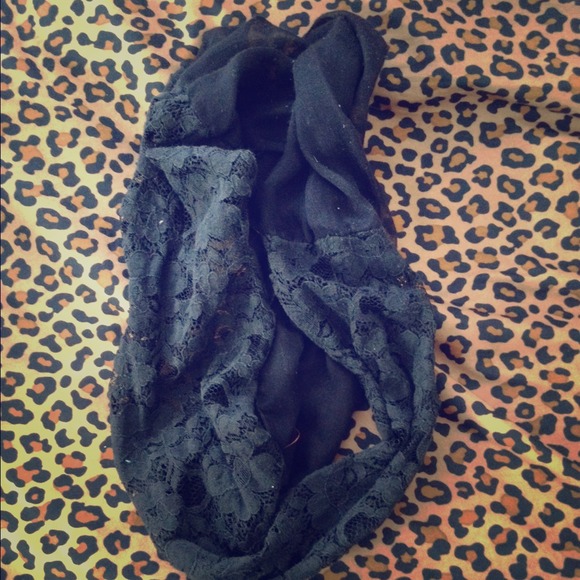 Black lace scarf and silver scarf