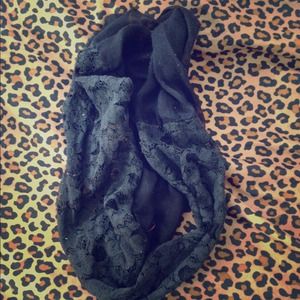 Black lace scarf and silver scarf