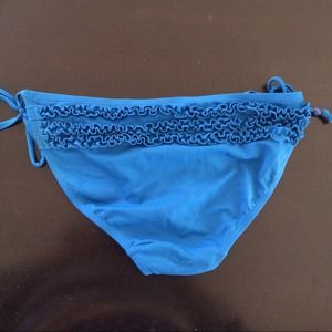 Bikini bottoms (pink and blue) and pink ruffle top