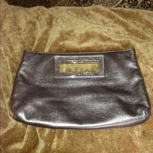Authentic Michael Kors Metallic Silver Clutch