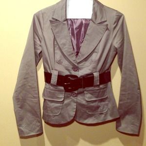 Grey jacket with belt- NWOT
