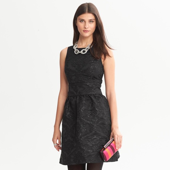 BR Monogram Jacquard Fit and Flare Dress