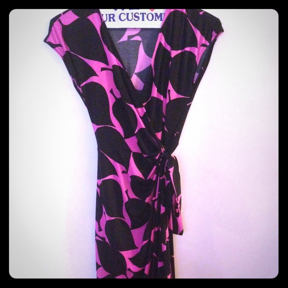 Pink & Black Wrap Dress