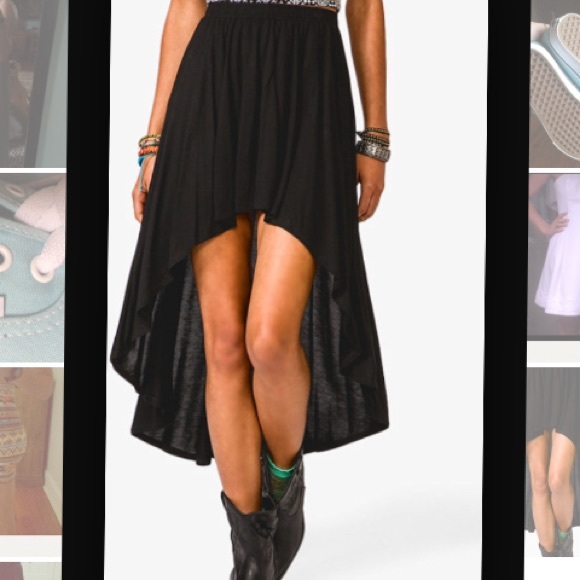 High low black plain skirt