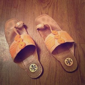 SOLD‼️Tory Burch bohemian sandals- neon orange
