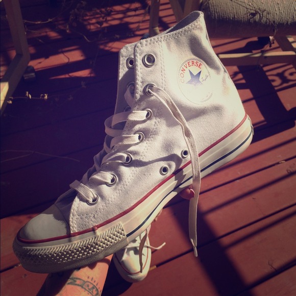 White high-top converse, size 8