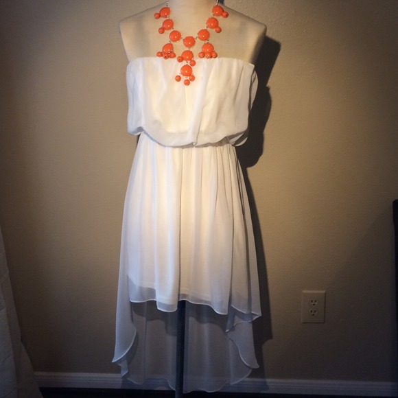 WHITE CHIFFON HIGH LOW DRESS