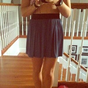 Blue gray skirt with black band