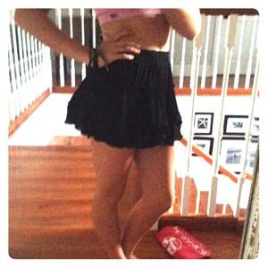 Black skirt with flower ruffles