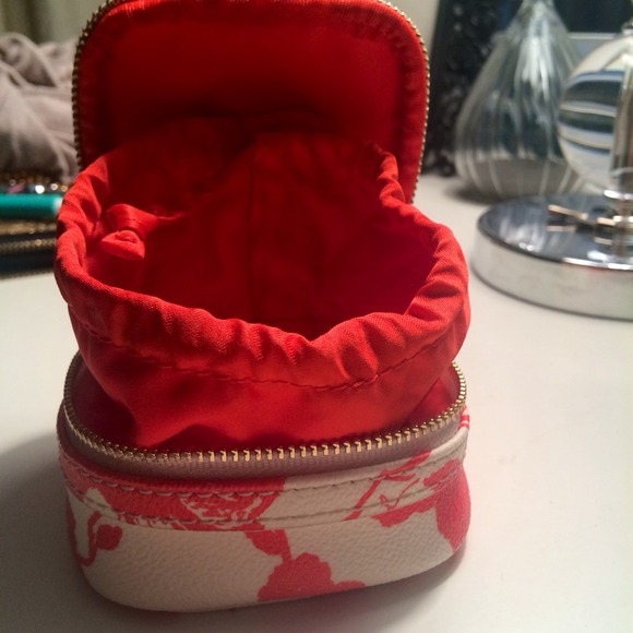 ❤️SOLD❤️ Tory Burch Orange Jewelry Cosmetic Case - Picture 3 of 4