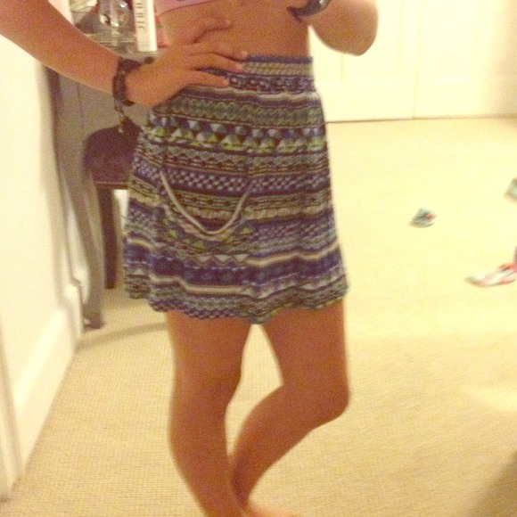 Blue and green tribal skirt