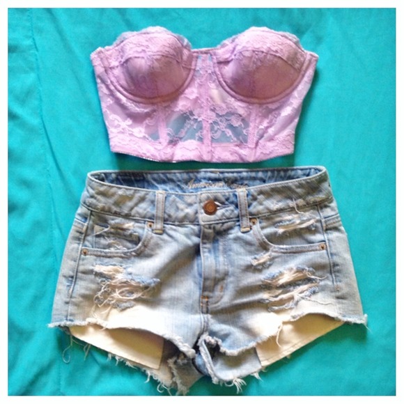 Pale Purple Lace Cropped Bustier - Picture 1 of 2