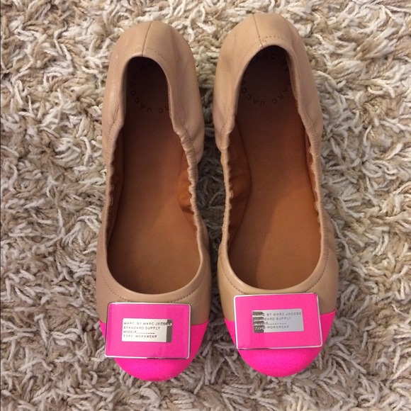 Marc Jacobs pink cap toe flat and Zara pink flat