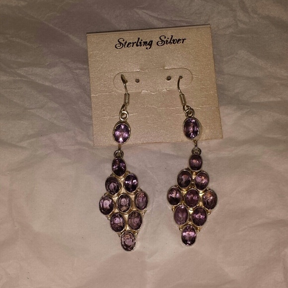 Sterling Silver and purple stone earrings!!