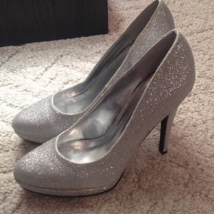 Silver glitter heels