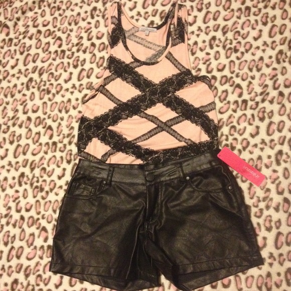 Black Pleather Shorts