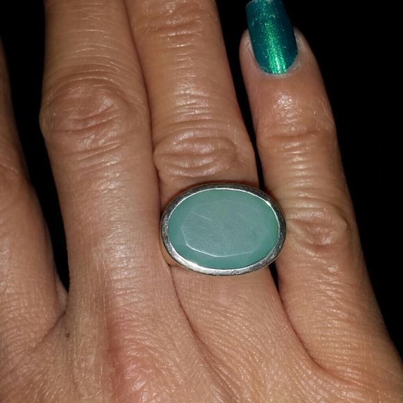 Thick Sterling Silver Ring w/ large stone.