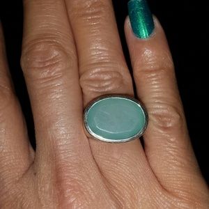 Thick Sterling Silver Ring w/ large stone.
