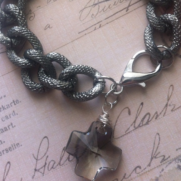 Swarovski cross and chunky chain bracelet