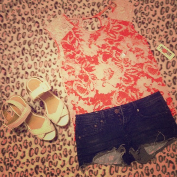 Orange-Red Top with Lace Back