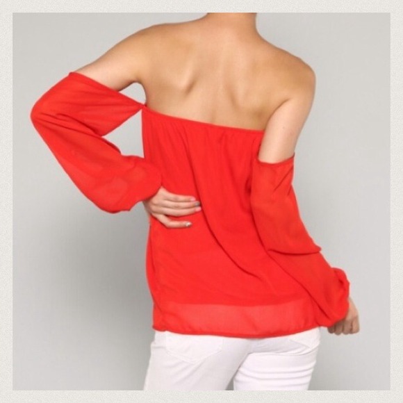 Red Off the Shoulder Top