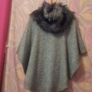 Michael Kors Poncho with  Faux Fur Scarf