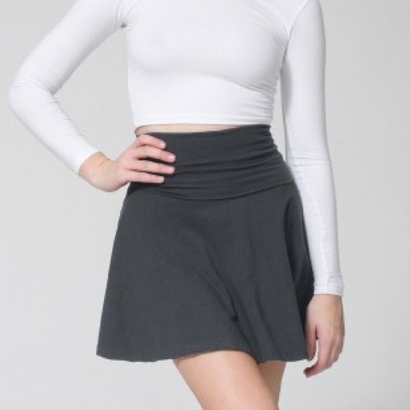 Cotton Spandex Jersey High-Waist Skirt in Grey