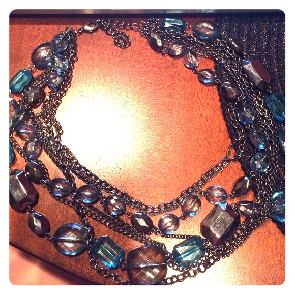 Rhinestone multi chain necklace