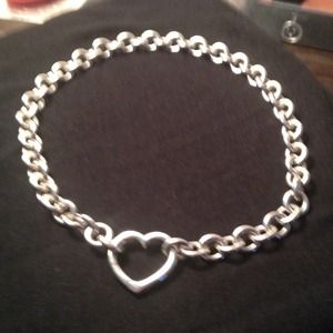 Tiffany & Co Sterling Silver Heart Choker Necklace