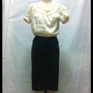 dark brown pencil skirt