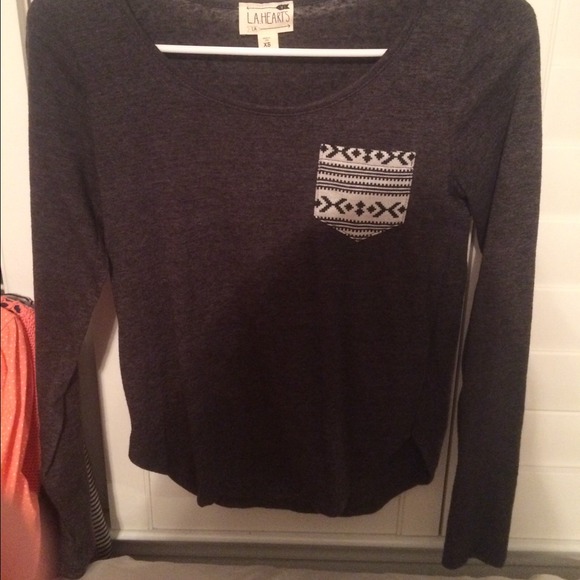 LA hearts long sleeve with Aztec pocket